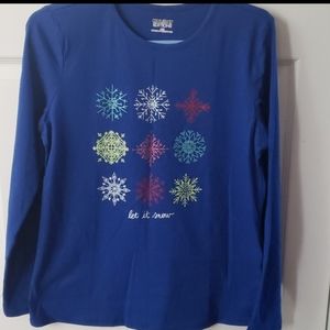 Holiday Editions Let it snow long sleeves Tee blue medium